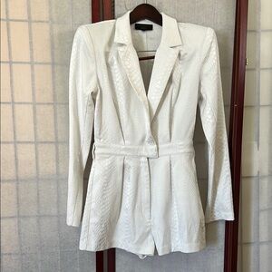 Michael Costello X Revolve Elegant White Textured Women's Jumpsuit size‎ S